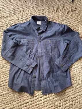 BATCh builder casual Men's Blue Button-Up Shirt